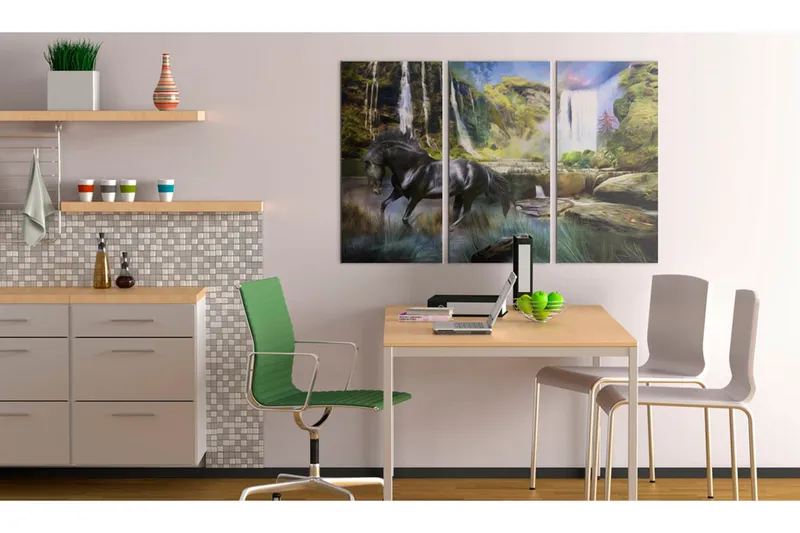 Kuva Hevonen taivaansinisellä vesiputous taustalla 90x60, Artgeist sp. z o. o.