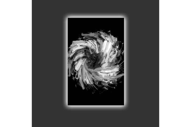 LED-valaistuksella varustettu kangas - Dynaaminen mustavalkoisten siveltimenvedtojen spiraali - Musta / Valkoinen / Harmaa - Sisustustuotteet - Taulu & taide - Canvas-taulu