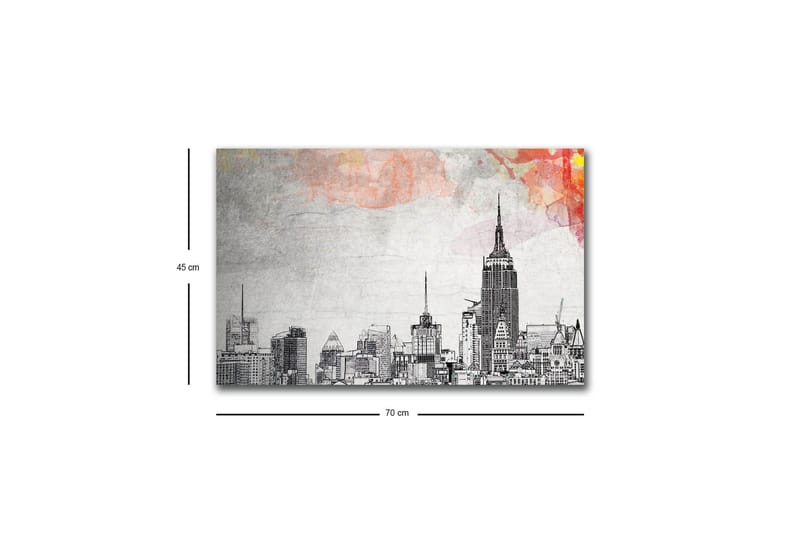 LED-valaistuksen canvastaulu - Mustavalkoinen kaupungin siluetti ikonisine rakennuksineen - Musta / Harmaa / Vaaleanpunainen - Sisustustuotteet - Taulu & taide - Canvas-taulu