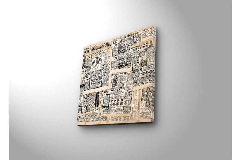 LED-valaistus kankaalle 28x28 cm - Kollaasi vanhoista sanomalehtileikkeistä - Beige / Musta - Sisustustuotteet - Taulu & taide - Canvas-taulu