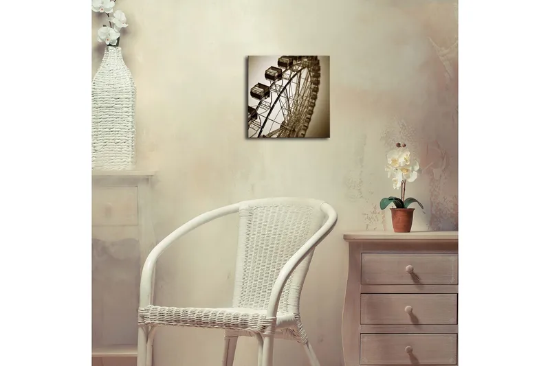 LED-valaistus kankaalle 28x28 cm - Suuri maailmanpyörä seepiasävyissä - Ruskea / Beige - Sisustustuotteet - Taulu & taide - Canvas-taulu