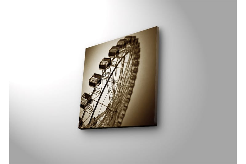 LED-valaistus kankaalle 28x28 cm - Suuri maailmanpyörä seepiasävyissä - Ruskea / Beige - Sisustustuotteet - Taulu & taide - Canvas-taulu