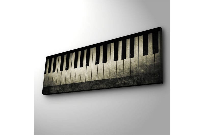 LED-valaistus kankaalle 30x90 cm - Tyylikäs pianonäppäin - Musta / Harmaa / Valkoinen - Sisustustuotteet - Taulu & taide - Canvas-taulu