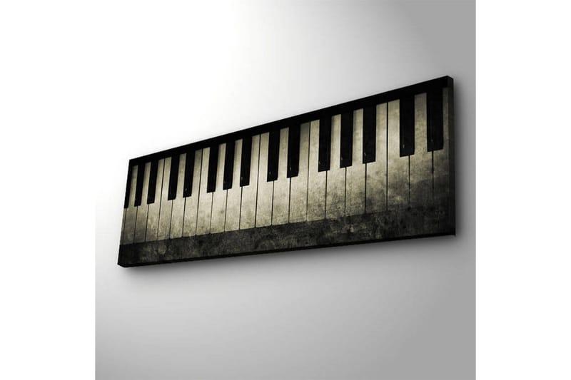 LED-valaistus kankaalle 30x90 cm - Tyylikäs pianonäppäin - Musta / Harmaa / Valkoinen - Sisustustuotteet - Taulu & taide - Canvas-taulu