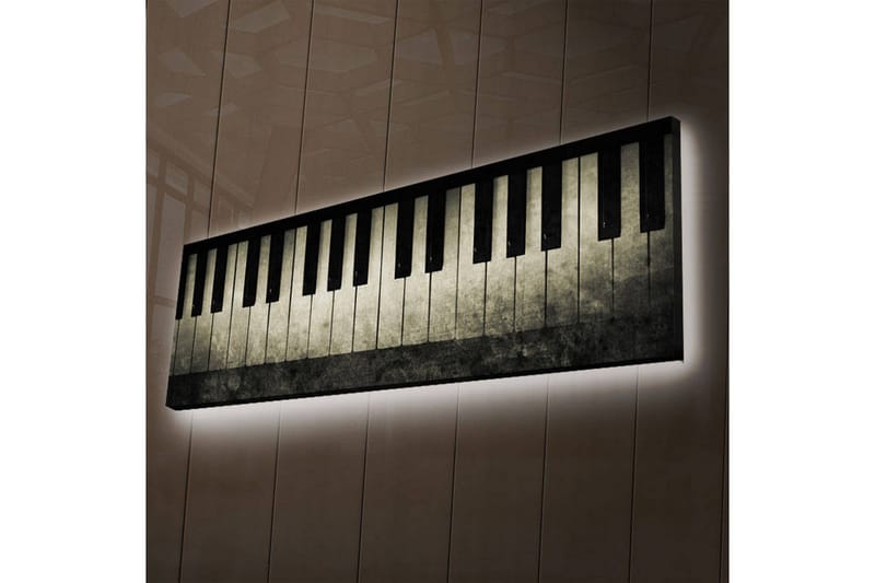 LED-valaistus kankaalle 30x90 cm - Tyylikäs pianonäppäin, Musta / Harmaa / Valkoinen
