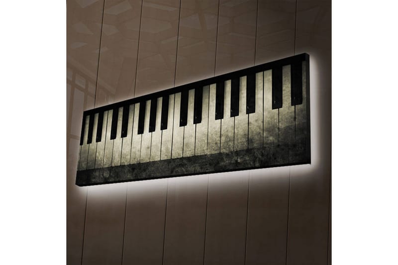 LED-valaistus kankaalle 30x90 cm - Tyylikäs pianonäppäin, Musta / Harmaa / Valkoinen