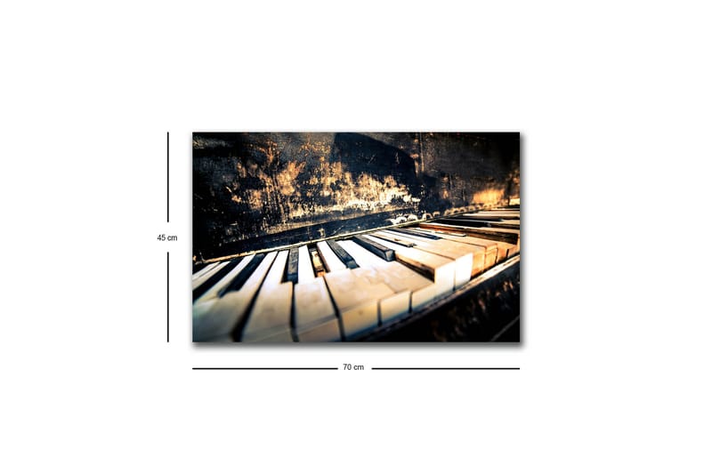 LED-valaistuskankaalle - Musta piano valkoisilla koskettimilla nostalgisessa sommitelmassa - Musta / Valkoinen / Ruskea - Sisustustuotteet - Taulu & taide - Canvas-taulu