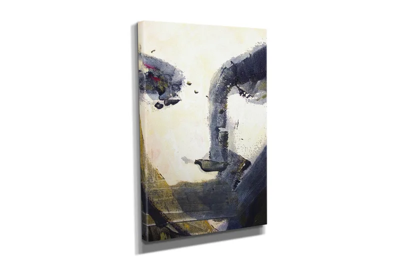 Pieni canvas-taulu 30x40 cm - Abstrakti kasvot syvillä varjoilla ja kirkkailla yksityiskohdilla - Tummansininen / Beige / Valkoinen - Sisustustuotteet - Taulu & taide - Canvas-taulu