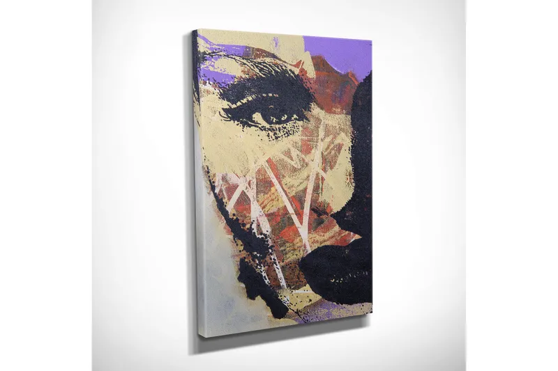 Pieni canvas-taulu 30x40 cm - Abstrakti muotokuva vahvoilla kontrasteilla - Violetti / Musta / Beige - Sisustustuotteet - Taulu & taide - Canvas-taulu