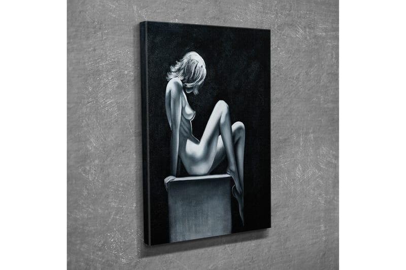 Pieni canvas-taulu 30x40 cm - Aistillinen nainen rennossa asennossa, Musta / Valkoinen / Harmaa