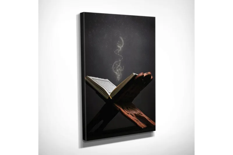 Pieni canvas-taulu 30x40 cm - Avoin kirja kelluvilla valohiukkasilla - Tummanruskea / Kulta / Musta - Sisustustuotteet - Taulu & taide - Canvas-taulu