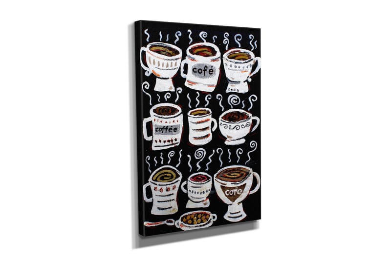 Pieni canvas-taulu 30x40 cm - Höyryävät kahvikupit - Musta / Valkoinen / Ruskea - Sisustustuotteet - Taulu & taide - Canvas-taulu