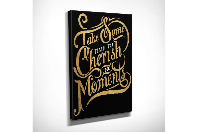 Pieni canvas-taulu 30x40 cm - Inspiroiva lainaus elegantissa typografiassa - Kulta / Musta - Sisustustuotteet - Taulu & taide - Canvas-taulu