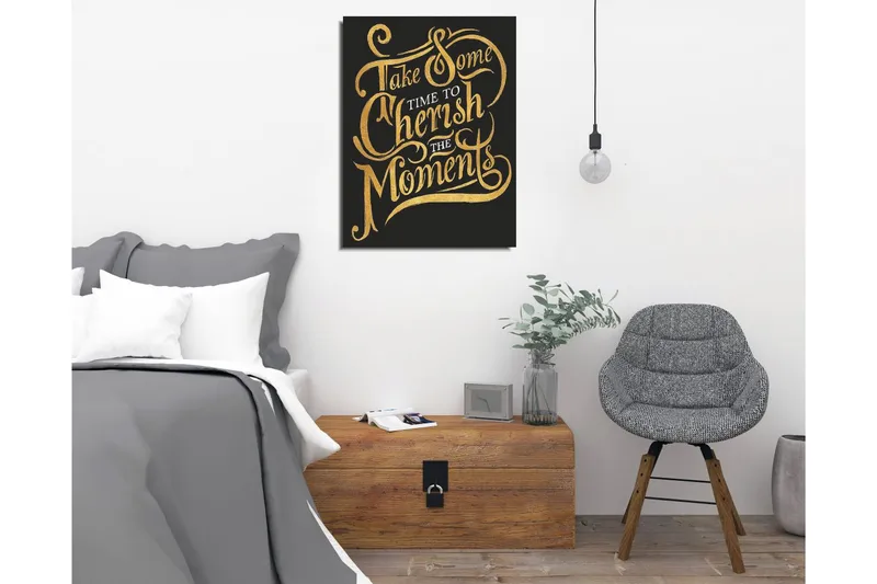 Pieni canvas-taulu 30x40 cm - Inspiroiva lainaus elegantissa typografiassa - Kulta / Musta - Sisustustuotteet - Taulu & taide - Canvas-taulu