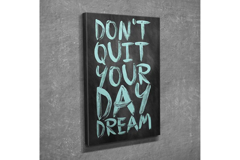 Pieni canvas-taulu 30x40 cm - Inspiroiva sitaatti käsin kirjoitetulla tyylillä, Musta / Vaaleansininen