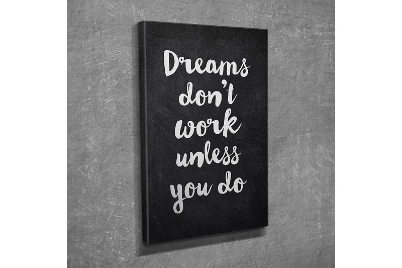 Pieni canvas-taulu 30x40 cm - Inspiroiva sitaatti käsin kirjoitetulla tyylillä, Musta / Valkoinen