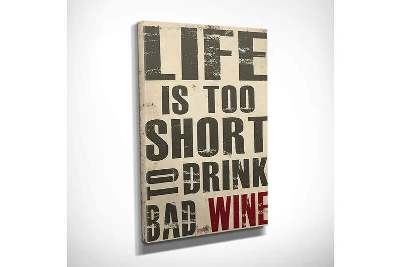 Pieni canvas-taulu 30x40 cm - Inspiroivia lainauksia elämästä ja viinistä - Beige / Tummanharmaa / Punainen - Sisustustuotteet - Taulu & taide - Canvas-taulu