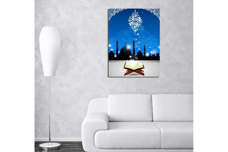 Pieni canvas-taulu 30x40 cm - Moskeijoiden siluetti tähtitaivasta vasten - Tummansininen / Musta / Valkoinen - Sisustustuotteet - Taulu & taide - Canvas-taulu