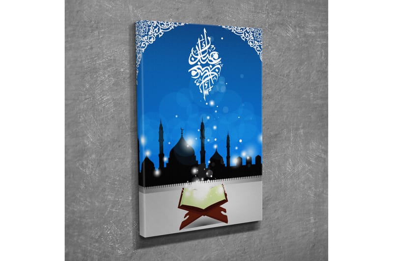 Pieni canvas-taulu 30x40 cm - Moskeijoiden siluetti tähtitaivasta vasten - Tummansininen / Musta / Valkoinen - Sisustustuotteet - Taulu & taide - Canvas-taulu