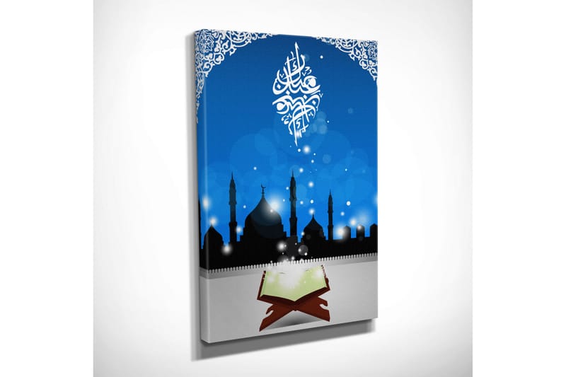 Pieni canvas-taulu 30x40 cm - Moskeijoiden siluetti tähtitaivasta vasten - Tummansininen / Musta / Valkoinen - Sisustustuotteet - Taulu & taide - Canvas-taulu