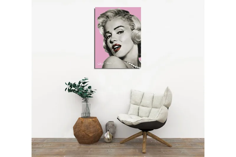 Pieni canvas-taulu 30x40 cm - Muotokuva lumoavasta naisesta vintage-tyylillä - Vaaleanpunainen / Musta / Valkoinen - Sisustustuotteet - Taulu & taide - Canvas-taulu