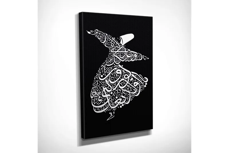 Pieni canvas-taulu 30x40 cm - Tanssiva hahmo kalligrafisessa tyylissä - Valkoinen / Musta - Sisustustuotteet - Taulu & taide - Canvas-taulu