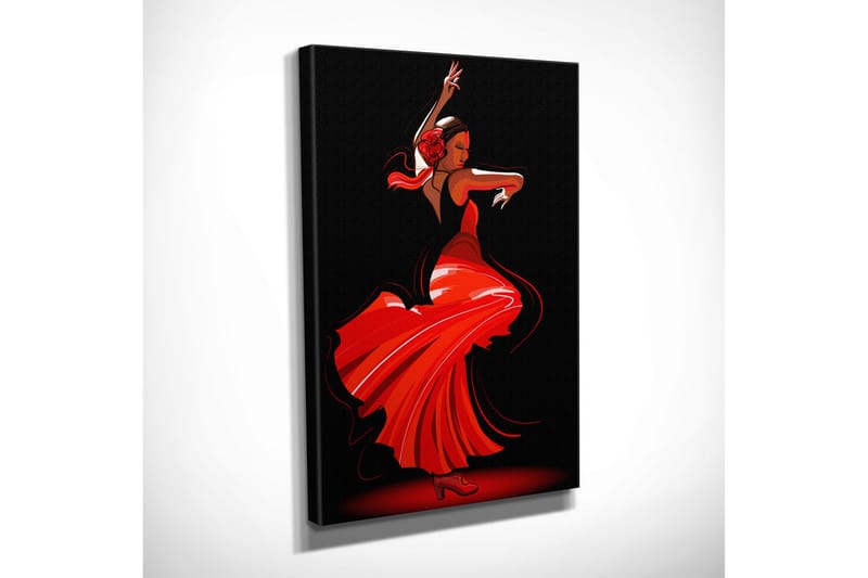 Pieni canvas-taulu 30x40 cm - Tanssiva nainen punaisessa mekossa - Punainen / Musta - Sisustustuotteet - Taulu & taide - Canvas-taulu