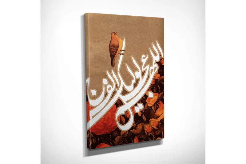 Pieni canvas-taulu 30x40 cm - Värikäs sommitelma linnulla ja kukilla - Punainen / Ruskea / Valkoinen - Sisustustuotteet - Taulu & taide - Canvas-taulu