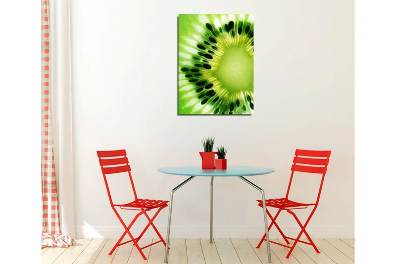Pieni canvas-taulu 30x40 cm - Vihreä kiivi ja yksityiskohtaiset siemenet - Vihreä / Vaaleanvihreä / Musta - Sisustustuotteet - Taulu & taide - Canvas-taulu