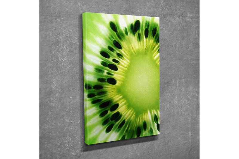 Pieni canvas-taulu 30x40 cm - Vihreä kiivi ja yksityiskohtaiset siemenet - Vihreä / Vaaleanvihreä / Musta - Sisustustuotteet - Taulu & taide - Canvas-taulu