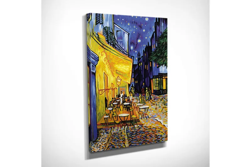 Pieni canvas-taulu 30x40 cm - Vilkasta ulkoilmaruokailua tähtikirkkaissa öissä - Keltainen / Sininen / Tummanvihreä - Sisustustuotteet - Taulu & taide - Canvas-taulu