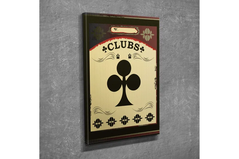 Pieni canvas-taulu 30x40 cm - Pelikortit apilasymbolilla, Musta / Kulta / Punainen