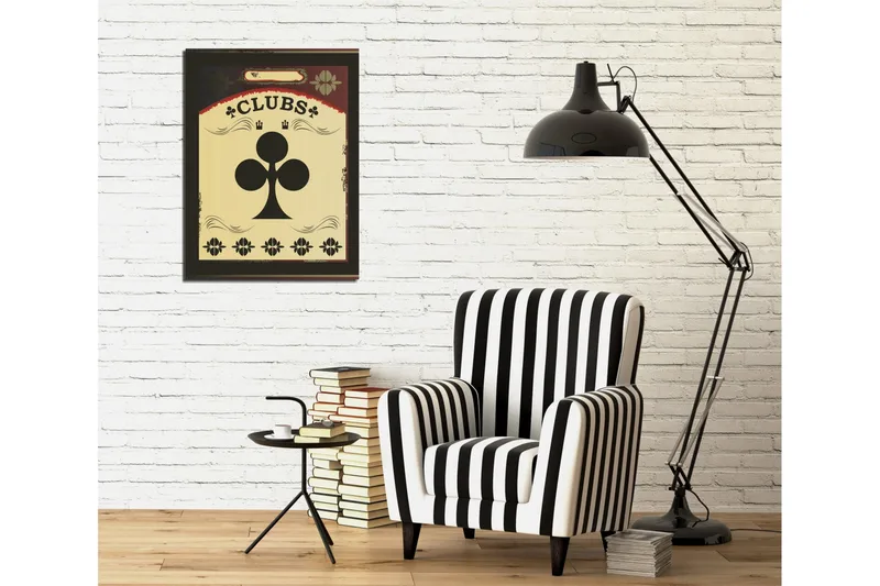 Pieni canvas-taulu 30x40 cm - Pelikortit apilasymbolilla - Musta / Kulta / Punainen - Sisustustuotteet - Taulu & taide - Canvas-taulu