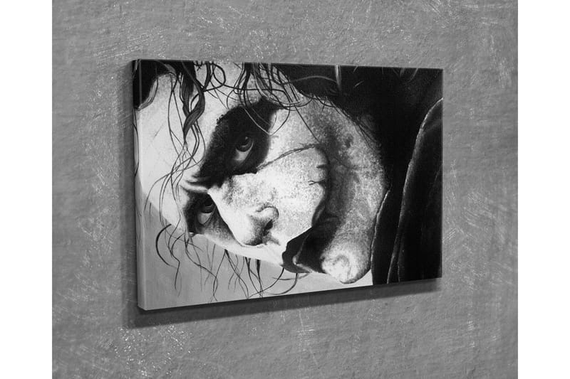 Pieni canvas-taulu 40x30 cm - Intensiivinen muotokuva pelottavasta hahmosta dramaattisine ilmeineen - Musta / Valkoinen / Harmaa - Sisustustuotteet - Taulu & taide - Canvas-taulu