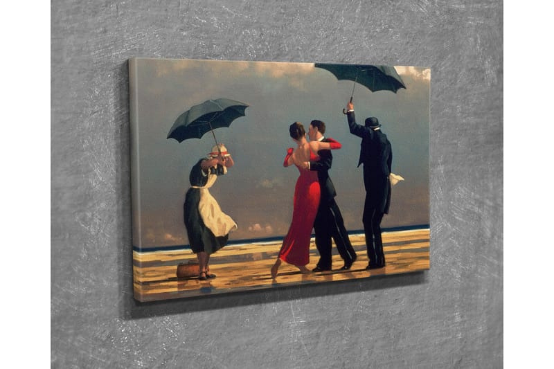 Pieni canvas-taulu 40x30 cm - Tanssiva pari aurinkovarjojen alla rannalla - Punainen / Musta / Valkoinen - Sisustustuotteet - Taulu & taide - Canvas-taulu