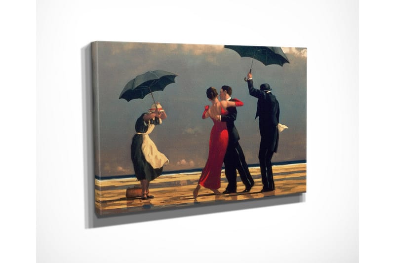 Pieni canvas-taulu 40x30 cm - Tanssiva pari aurinkovarjojen alla rannalla - Punainen / Musta / Valkoinen - Sisustustuotteet - Taulu & taide - Canvas-taulu