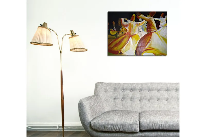 Pieni canvas-taulu 40x30 cm - Tanssivia ihmisiä värikkäissä vaatteissa - Punainen / Keltainen / Valkoinen - Sisustustuotteet - Taulu & taide - Canvas-taulu