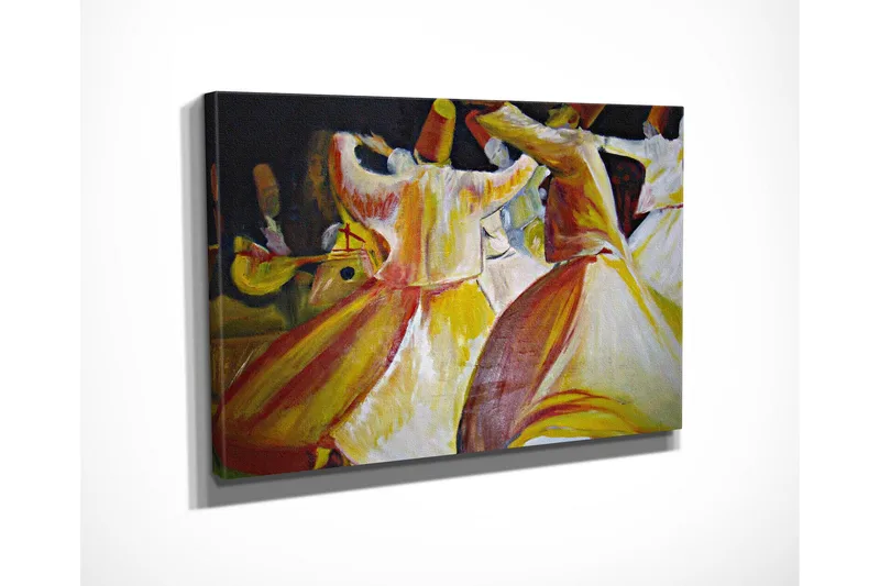 Pieni canvas-taulu 40x30 cm - Tanssivia ihmisiä värikkäissä vaatteissa - Punainen / Keltainen / Valkoinen - Sisustustuotteet - Taulu & taide - Canvas-taulu