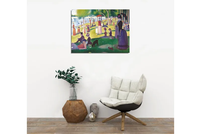 Pieni canvas-taulu 40x30 cm - Vilkas näkymä ihmisistä nauttimassa päivästä veden äärellä - Vihreä / Punainen / Sininen - Sisustustuotteet - Taulu & taide - Canvas-taulu