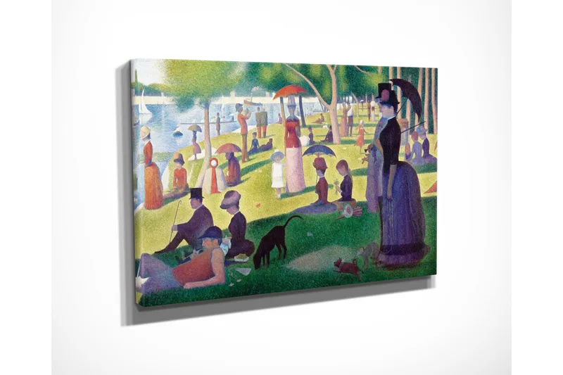 Pieni canvas-taulu 40x30 cm - Vilkas näkymä ihmisistä nauttimassa päivästä veden äärellä - Vihreä / Punainen / Sininen - Sisustustuotteet - Taulu & taide - Canvas-taulu