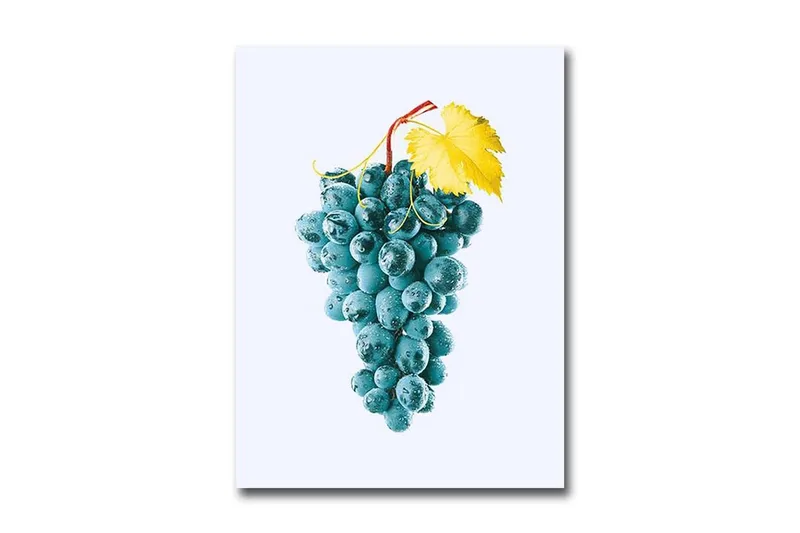 Pieni kangas 28x38 cm - Rypäleterttu keltaisella lehtivarrella, Sininen / Keltainen