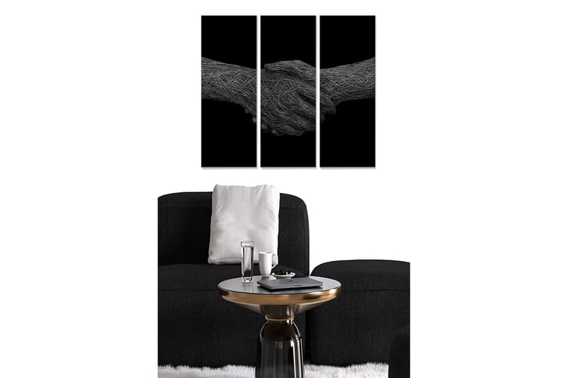 Puutaulu, 3-osainen, 50x70 cm - Kädenjälki symboloi yhteistyötä ja yhtenäisyyttä, Musta / Harmaa