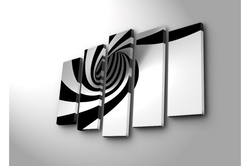 Suuri 5-osainen canvas-taulu, 105x70 cm - mustavalkoinen spiraali dynaamisella liikkeellä - Musta / Valkoinen - Sisustustuotteet - Taulu & taide - Canvas-taulu