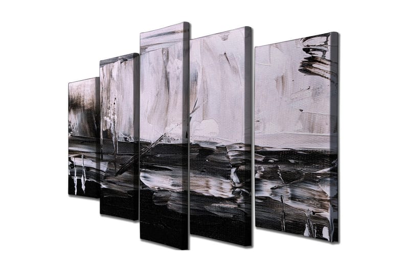 Suuri 5-osainen canvas-taulu 105x70 cm - Abstrakti mustavalkoinen sommitelma - Musta / Valkoinen / Harmaa - Sisustustuotteet - Taulu & taide - Canvas-taulu