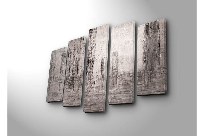 Suuri 5-osainen canvas-taulu 105x70 cm - Abstrakti sommitelma harmaan ja vaaleanpunaisen sävyillä - Harmaa / Vaaleanpunainen - Sisustustuotteet - Taulu & taide - Canvas-taulu