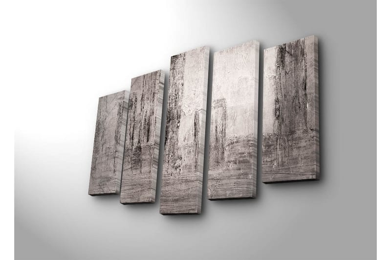 Suuri 5-osainen canvas-taulu 105x70 cm - Abstrakti sommitelma harmaan ja vaaleanpunaisen sävyillä - Harmaa / Vaaleanpunainen - Sisustustuotteet - Taulu & taide - Canvas-taulu