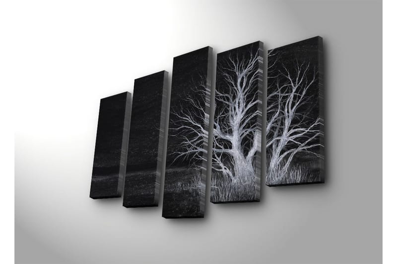 Suuri 5-osainen canvas-taulu 105x70 cm - Kuoleman puu tummassa maisemassa - Musta / Valkoinen - Sisustustuotteet - Taulu & taide - Canvas-taulu