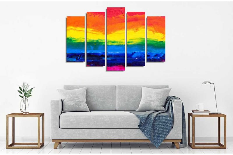 Suuri 5-osainen canvas-taulu 105x70 cm - Värikäs sateenkaari abstraktissa tyylissä - Punainen / Keltainen / Sininen - Sisustustuotteet - Taulu & taide - Canvas-taulu