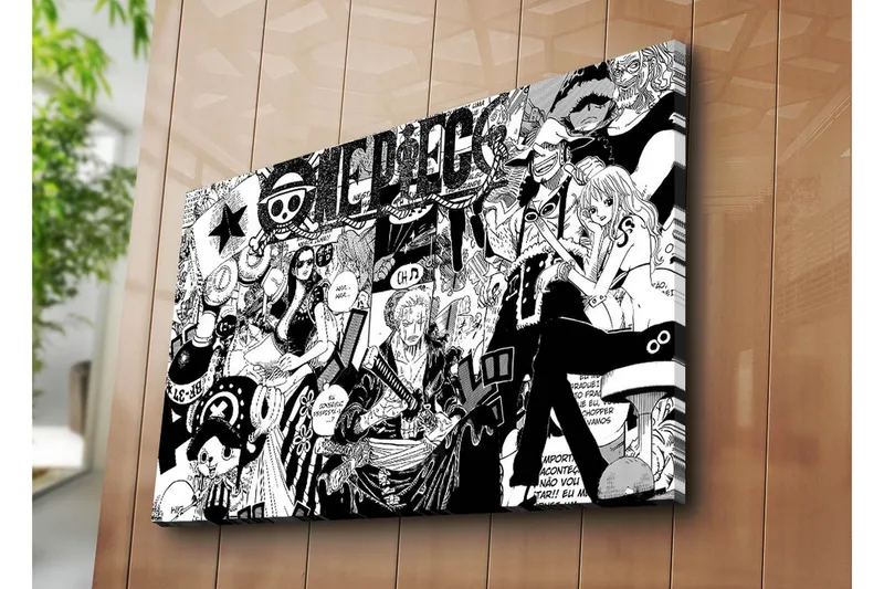 Suuri canvas-taulu 100x70 cm - Dynaaminen kokoelma seikkailutarinan hahmoja - Musta / Valkoinen - Sisustustuotteet - Taulu & taide - Canvas-taulu