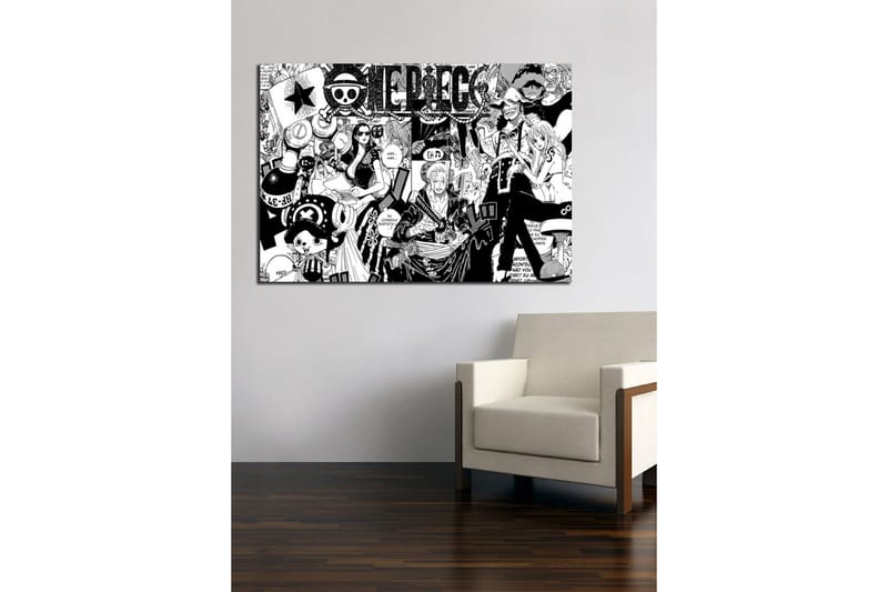 Suuri canvas-taulu 100x70 cm - Dynaaminen kokoelma seikkailutarinan hahmoja - Musta / Valkoinen - Sisustustuotteet - Taulu & taide - Canvas-taulu